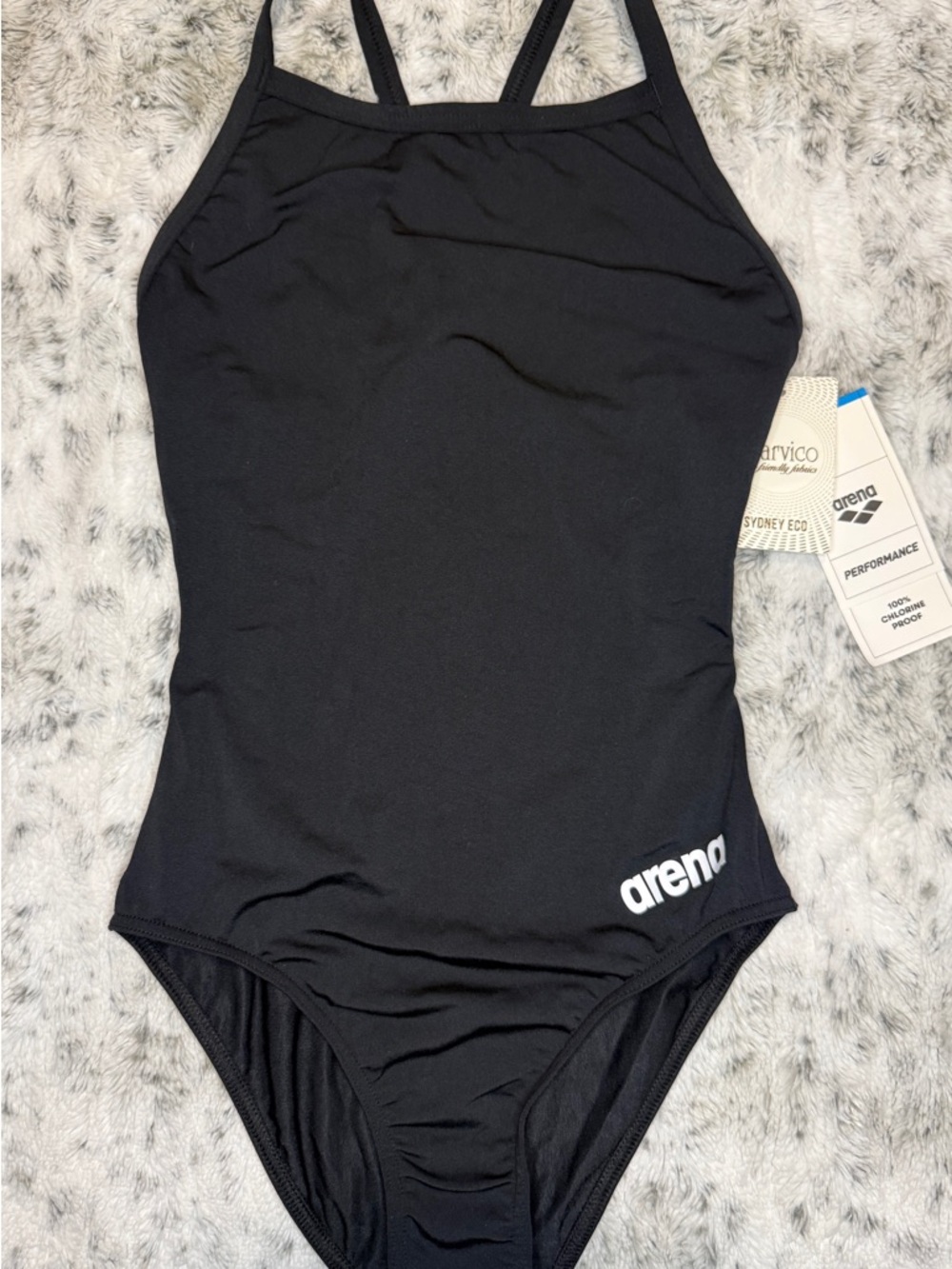 ARENA WOMEN'S MAXLIFE SWIMSUIT BLACK ONE PIECE OPEN BACK SIZE 32 NWT